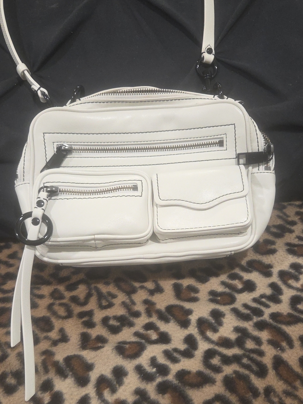 White Women’s Crossbody Bag with Front Pockets